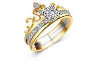 Luxury Gold Color Cubic Zircon Crystal Crown Ring (8)