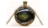 Silver Plated Realistic Dragon Eye Pendant Necklace
