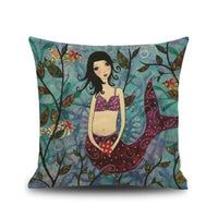 Love Mermaid Pillow Cover Cotton Linen Cushion Covers Throw Pillow - sparklingselections