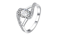 White Cubic Zirconia Silver Plated Rhinestone Crystal Ring (7)