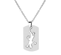 New Stainless Steel Removable Gecko Metal Chain Pendant Necklace - sparklingselections