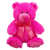 Stuffed Animal Plush Teddy Bear Bright Pink 8 Inches Tall on Valentines Day - sparklingselections