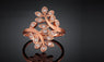 Gold Color Inlaid Crystal Leaves Flower Plant Shape Ring