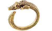 Antique Realistic Gold Crocodile Wrap Ring (Adjustable)
