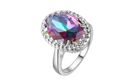 Fashion Silver Plated Colorful Crystal Round Shape Ring (6,7,8)