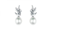 Silver Love Angel Clear Pearl Stud Earrings - sparklingselections