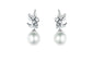 Silver Love Angel Clear Pearl Stud Earrings