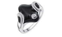 Unique Design Silver Plated Black Stone Fashion Ring (7)