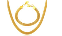 Trendy Mesh Gold Plated Bracelet Necklace Set