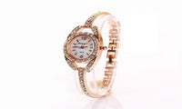 Luxury Elegant Rhinestone Crystal Studded Stainless Steel  Quartz Wrist Watch - sparklingselections