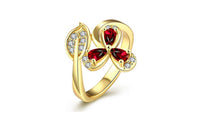 Gold Plated Flower And Leaf Shape Crystal Ring (7)