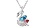 Silver Plated Austrian Crystal Multicolor Swan Pendant Necklace