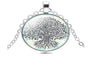 Silver Color Glass Cabochon Tree of Life Shaped Pendant Necklace