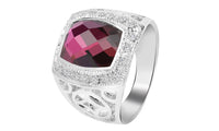 Trendy Pink Rhinestone Crystal Silver Plated Ring (6,7)