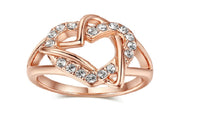 Rose Gold Color Austrian Crystal Heart Shape Ring (8,9)