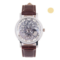 Luxury Quartz Watch Men Gear Watches Sport Wrist Watch Casual Black and Brown Leather Band Movement Watch