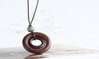 Creative Simple Handmade Wooden Round Pendant Necklace