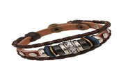 Unisex Vintage Crystal Charm Leather Adjustable Bracelet Wristband Jewelry - sparklingselections