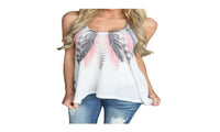 Womens O Neck Feather Print Top - sparklingselections