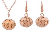 Gold Color Bead Ball Dangle Drop Earrings Jewelry Set