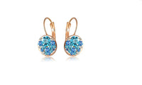 Austrian Rose Gold Color Round Stud Charm Earrings - sparklingselections