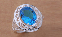 Silver Plated Blue Stone Zirconia Ring For Women (8)