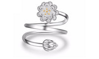 Silver Color Lily Flower Style Women Ring (Adjustable)