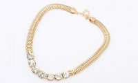 New Gold Thick Chain Street Snap Shiny Rhinestones Pendant Necklace