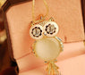 Austrian Crystals Owl Pendant Long Necklace