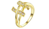 Fashion Vintage White Crystal Gold Plated Ring (7,8)