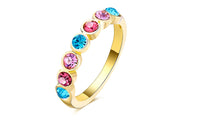 Simple Gold-Color Colorful Round Crystal Ring (7,8)