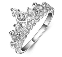 Gold Silver Princess Crown Zircon Rings For Women