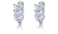Silver Plated Leaf Style Marquise Cut Fashion Earring Stud