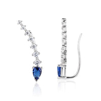 Women's Fashion Royal Blue Ear Climber Stud Earrings Wedding Cubic Zirconia New Engagement Earrings - sparklingselections
