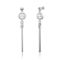 Women Circle White Opal Drop 925 Sterling Silver Long Tassel Earrings - sparklingselections