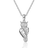 Women's Link Chain 925 Sterling Silver Owl Necklace Pendant Party Jewelry - sparklingselections