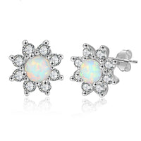 Fashion 925 Sterling Silver Sunflower Blossom Cubic Zirconia Stud Earrings - sparklingselections
