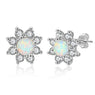 Fashion 925 Sterling Silver Sunflower Blossom Cubic Zirconia Stud Earrings