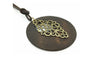 Handmade Collar Round Wood Hollow Tree Soft Leather Pendant Necklace