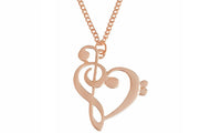 Simple Hollow Heart Shaped Musical Note Pendant Necklace