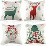 Christmas Pillow Case Set of 4 Cotton Square Pillow Cover for Sofa Couch