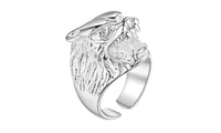 Fashion Angry Lion Mouth Shape Silver Plated Ring (Adjustable)