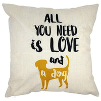 All You Need is Love and A Dog 18 x 18 Inch Cotton Linen Square Throw Pillow Cases Cushion Cover, Yellow Puppy - sparklingselections