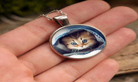 Cute Cats Art Picture Glass Cabochon Pendant Necklace