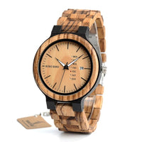 Men's Luxury Wood Business Watches With Date and Week Display - sparklingselections