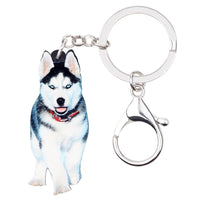 New Acrylic Husky Dog Animal Jewelry Key Chains Handbag Keyrings - sparklingselections