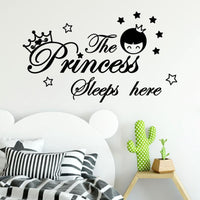 Kids The Princess Sleeps Here Room Wall Decal Stickers - sparklingselections