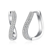 New Women's Silver Color Curved Hoop Earrings With Zircon - sparklingselections