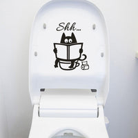 New Home Decor Toilet Cute Cat Shh Removable Wall Stickers - sparklingselections