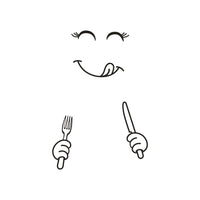 Kitchen Home Decor Cute Happy Delicious With Knife Face Wall Sticker - sparklingselections